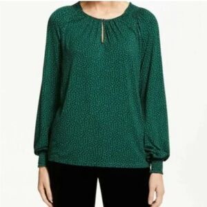 Boden green leaf print long sleeve top